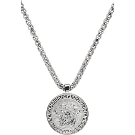 versace necklace silver mens|Versace medusa necklace men's.